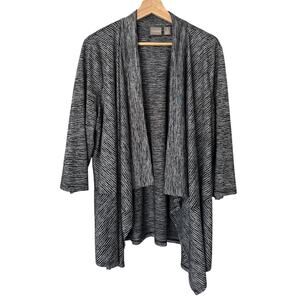 Chico's Black and White 3/4 Sleeve Open Front Cardigan Size 3/‎ XL